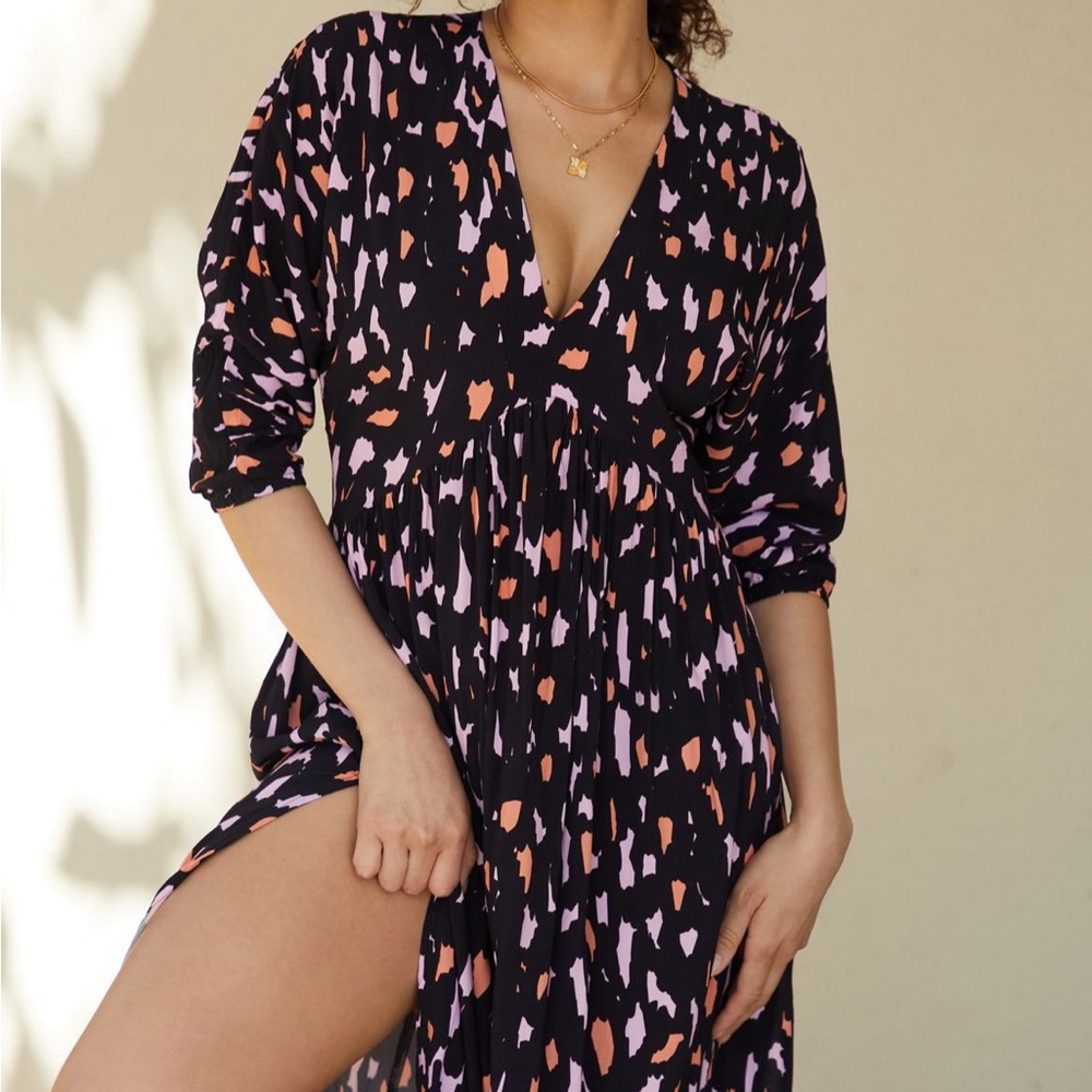 Anthropologie Malai Loner V-Neck Side-Slit Dress, Size M
